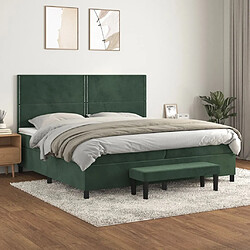 vidaXL Sommier à lattes de lit et matelas Vert foncé 200x200cm Velours 