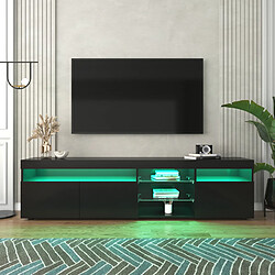 Meuble TV moderne noir, éclairage LED variable, salon et salle à manger 180cm 