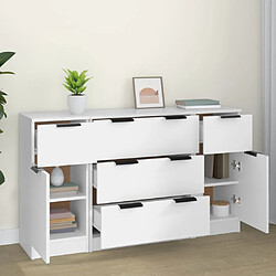 Avis Maison Chic Ensemble de 3 Buffets,commode,console pour rangement Blanc Bois d'ingénierie -MN46503