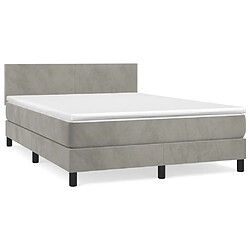 Maison Chic Lit Adulte - Lit simple Lit à sommier tapissier et matelas moelleux - Meuble de Chambre - Gris clair 140x190cm Velours -MN13822