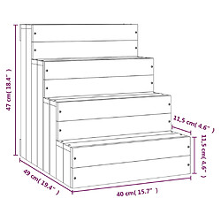 vidaXL Escalier pour animaux de compagnie Gris 40x49x47 cm Bois de pin pas cher