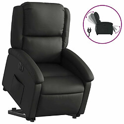 Maison Chic Fauteuil Relax pour salon, Fauteuil inclinable électrique noir cuir véritable -GKD72991