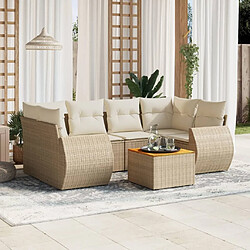 Maison Chic Salon de jardin avec coussins 7 pcs, Ensemble Tables et chaises de jardin, beige résine tressée -GKD851501