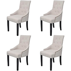 Decoshop26 Lot de 4 chaises de salle à manger cuisine design moderne en tissu gris crème CDS021533 