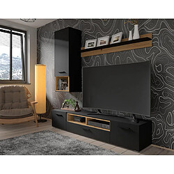 Avis Bestmobilier Leolio - étagère suspendue - noir et bois - 47x129 cm