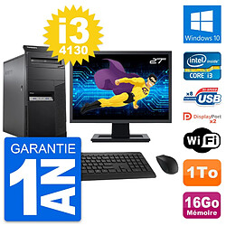 PC Tour Lenovo M83 Ecran 27" Intel i3-4130 RAM 16Go Disque 1To Windows 10 Wifi - Occasion