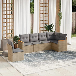 vidaXL Salon de jardin avec coussins 6pcs mélange beige résine tressée