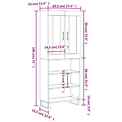 vidaXL Buffet haut Noir 69,5x34x180 cm Bois d'ingénierie pas cher