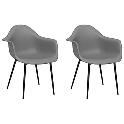 vidaXL Chaises à manger lot de 2 gris PP