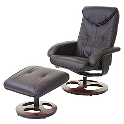 Decoshop26 Fauteuil de relaxation TV inclinable rotatif avec repose-pieds en synthétique marron 04_0001950