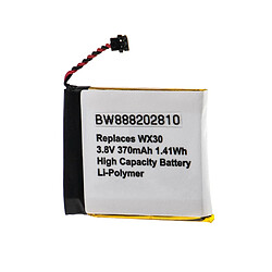 vhbw Batterie remplacement pour Motorola SNN5950A, SNN5951A, WX30 pour smartwatch montre connectée bracelet fitness (370mAh, 3,8V, Li-polymère) 