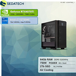 Sedatech Workstation Pro • Intel i7-12700KF • RTX4070Ti • 64Go DDR5 • 2To SSD M.2 • sans OS