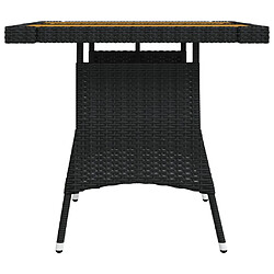 Avis vidaXL Table de jardin Noir 70x70x72 cm Résine tressée et acacia