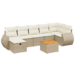 vidaXL Salon de jardin avec coussins 8 pcs beige résine tressée