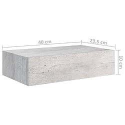 vidaXL Étagère à tiroir murale Gris béton 40x23,5x10 cm MDF pas cher