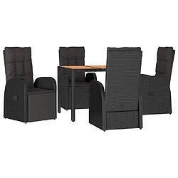 Avis Maison Chic Mobilier à dîner 5 pcs de jardin avec coussins - Ensemble table et chaises d'extérieur - Salon/Mobilier de jardin classique Noir Résine tressée -MN59460