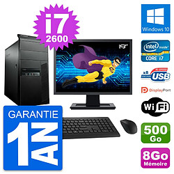 PC Tour Lenovo M91p Ecran 19" Intel i7-2600 RAM 8Go Disque 500Go Windows 10 Wifi · Occasion 