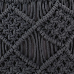 Avis vidaXL Pouf fait à la main en macramé Anthracite 45x30 cm Coton