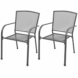 Maison Chic Lot de 2 Chaises empilables de jardin - Fauteuil d'extérieur Acier Gris -MN73896