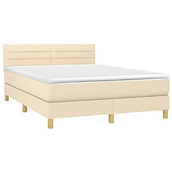 Avis Sommier à lattes LED,Cadre à lattes de lit avec matelas pour Adulte Crème 140x190 cm Tissu -MN44806