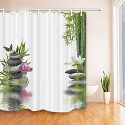 Universal Jeu de 4 rideaux de meule Dianthus Flux Flux Zen Meditation Imprimé Polyester Rideau de douche imperméable Décoration de la maison (180 * 180 cm)