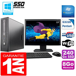 PC HP EliteDesk 800 G1 SFF Intel G3220 8Go Disque 240 Go SSD Wifi W7 Ecran 19" · Occasion 