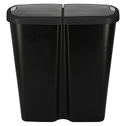 Poubelle à double couvercle Keden Compacta Q DUO 45L Un Compartiment Triage noir