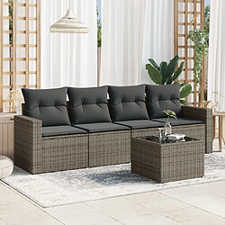 vidaXL Salon de jardin 5 pcs avec coussins gris résine tressée 