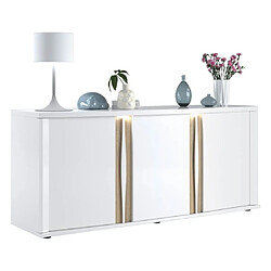 Mes Buffet 3 portes avec LED 200,5x57x87 cm chêne et blanc - MUNST pas cher