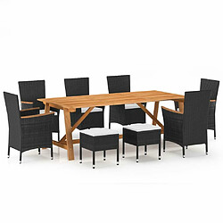 Maison Chic Ensemble de salle à manger de jardin 9 pcs,Table et chaises d'extérieur Noir -GKD874751