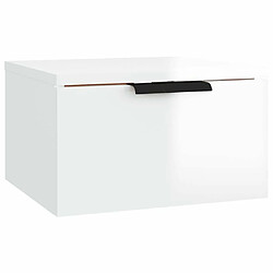 Maison Chic Table de chevet murale - Table de Nuit Blanc brillant 34x30x20 cm