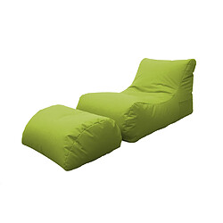 Alter Chaise longue de salon moderne, Made in Italy, Fauteuil avec repose-pieds en nylon, Pouf rembourré pour chambre, 120x80h60 cm, Couleur verte