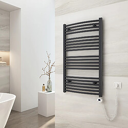 EMKE Sèche-Serviettes Électrique avec Élément Chauffant Thermostat, Chauffe Serviettes à Température Constante de la Salle de Bain, Baguette Chauffante avec Minuterie, 100x40cm, 300W, Anthracite 