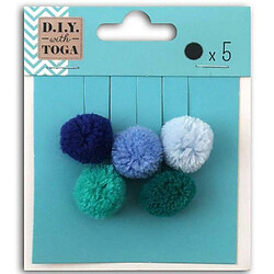 TOGA 5 pompons ronds en laine 2 cm - Hiver