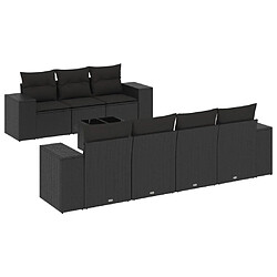 vidaXL Salon de jardin 8 pcs avec coussins noir résine tressée