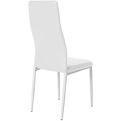 Decoshop26 Lot de 6 chaises de salle à manger design simple en synthétique blanc avec couture cadre en métal noir CDS10297