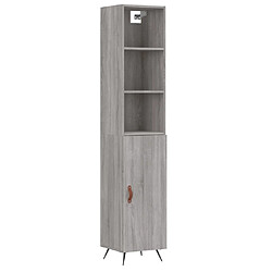 vidaXL Buffet haut Sonoma gris 34,5x34x180 cm Bois d'ingénierie