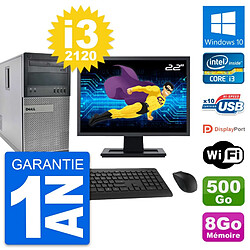 PC Tour Dell 990 Ecran 22" Intel i3-2120 RAM 8Go Disque 500Go Windows 10 Wifi · Occasion 