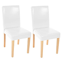 Decoshop26 Lot de 2 chaises de salle à manger synthétique blanc pieds clairs CDS04047 