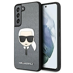 Karl Lagerfeld Saffiano Ikonik Karl`s Head - Coque pour Samsung Galaxy S22+ (Argent) 