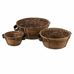 Paris Prix Lot de 3 Coupelles Déco Anse 44cm Marron