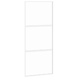 vidaXL Porte coulissante blanc 90x205 cm verre trempé aluminium