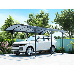 Vente-Unique Carport pergola simple autoportant en aluminium - 1 voiture - 15,3 m² - Gris - GENARO