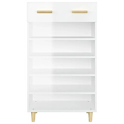 vidaXL Armoire à chaussure Blanc brillant 60x35x105 cm Bois ingénierie pas cher