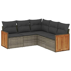 Maison Chic Ensemble de 5 Tables et chaises d'extérieur avec coussins,Salon de jardin gris résine tressée -GKD356182