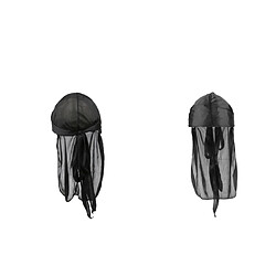 2pcs Casquettes Durag Casquette avec Longue Queue Casquette de Vagues en Soie Chapeau Durag - Blanc Turban femme en mousseline écharpe pré-attachée