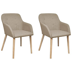 Decoshop26 Lot de 2 chaises de salle à manger cuisine design scandinave beige tissu et chêne massif CDS020156 