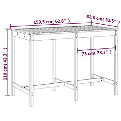 vidaXL Table de jardin marron miel 159,5x82,5x110cm bois massif de pin pas cher