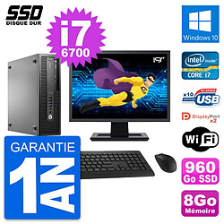 PC HP EliteDesk 800 G2 SFF Ecran 19" i7-6700 RAM 8Go SSD 960Go Windows 10 Wifi · Occasion 