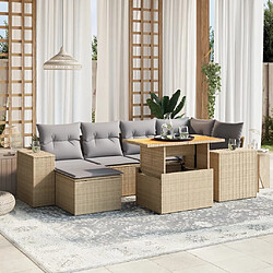 vidaXL Salon de jardin avec coussins 7 pcs beige résine tressée